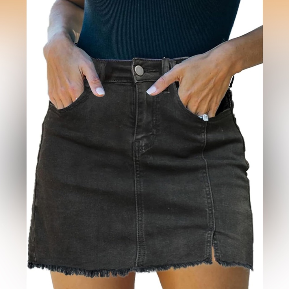 Classic Black Denim Skirt